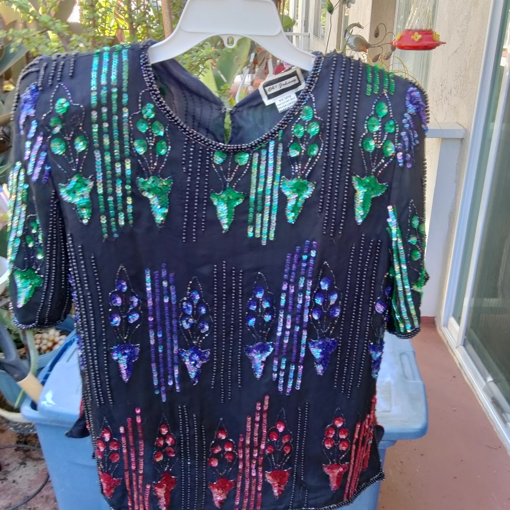 Oh Johnny pure silk sequenced blouse size medium.